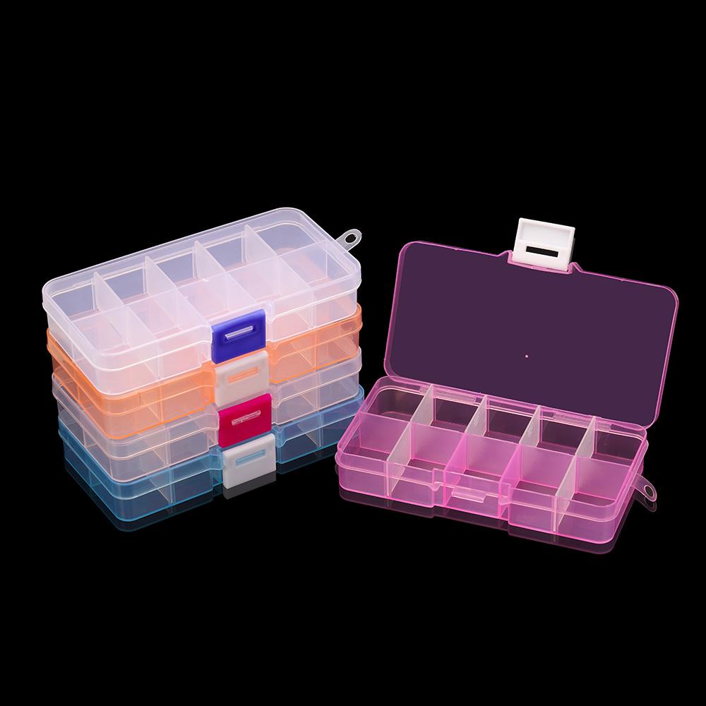 Plastic Rectangle Slot Adjustable Jewelry Necklace Transparent Storage Box Case Holder Craft Organizer Beads Jewelry Container