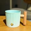 Mint Green Vertical Stripe Copper Emblem Ceramic Coffee Mug