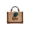 Michael Kors Island Escape Woven Pineapple Print Color Block Vacation Style Leather Small Square Bag Women Handbags Brown 35T1G5IC2W-NATURAL-MLT