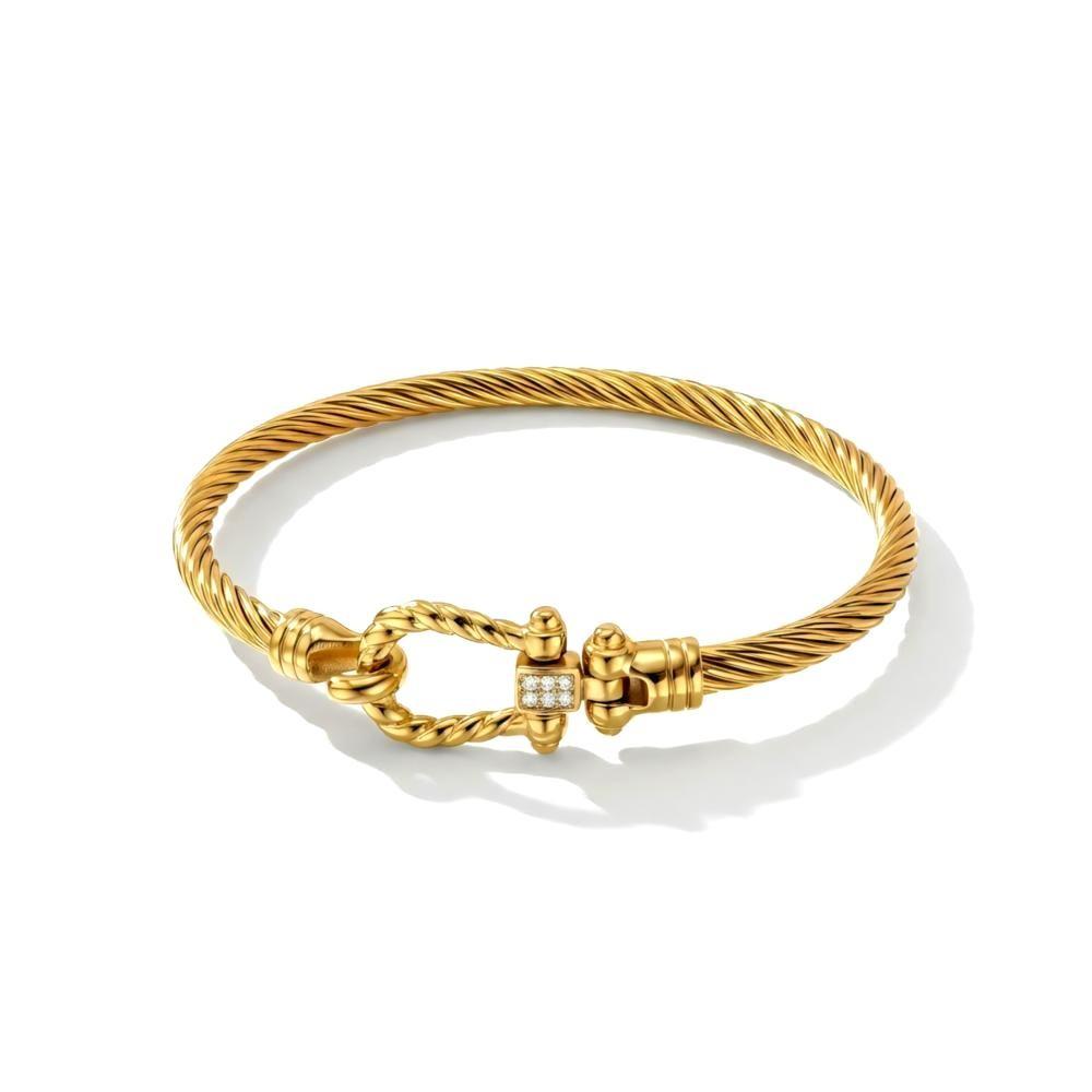 Chic Studded Nail Watch Band Style Stainless Steel Bangles for Women Men 18K PVD Gold Plated Statement Non-tarnish Jewelry Gift