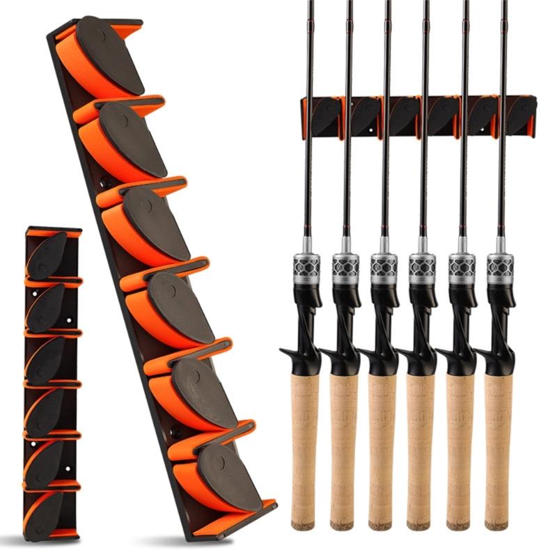 Fishing Poles Rack for Garage Rod Rack Holds Up to 6 Rods, Fishing Rod Holders