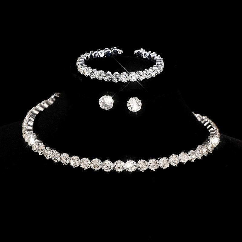 Full Diamond Rhinestone Multi-layer Multi-row Collar Bridal Crystal Jewelry Set Collar Short Necklace