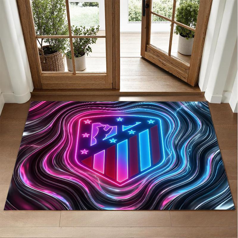 Atletico Madrid Design Crystal Velvet Rug Soft Decorative Mat for Bedroom Entrance