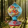 Handmade Blown Glass Bird Feeder Outdoor Hanging Durable Garden Decorative Ornament Ideal Gift for Bird Lovers Women
