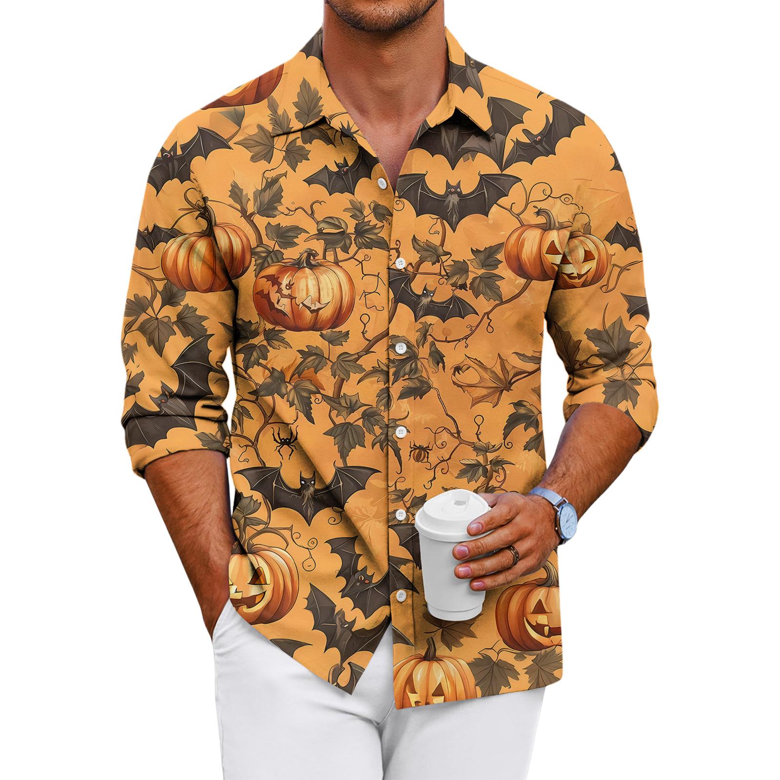 

Мужская повседневная рубашка с длинным рукавом свободного кроя на пуговицах XL шафрановый