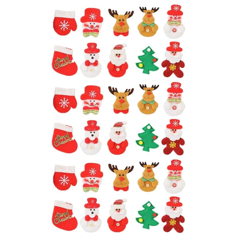 30 Pcs Plush Doll Socks Christmas Tree Pendants Christmas Tree Decorations Ornaments Set Lovely Santa Hanging Ornaments 1