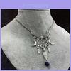 Gothic Moon Pendant Necklace With Amethyst Crystals For Women Jewelry Collection