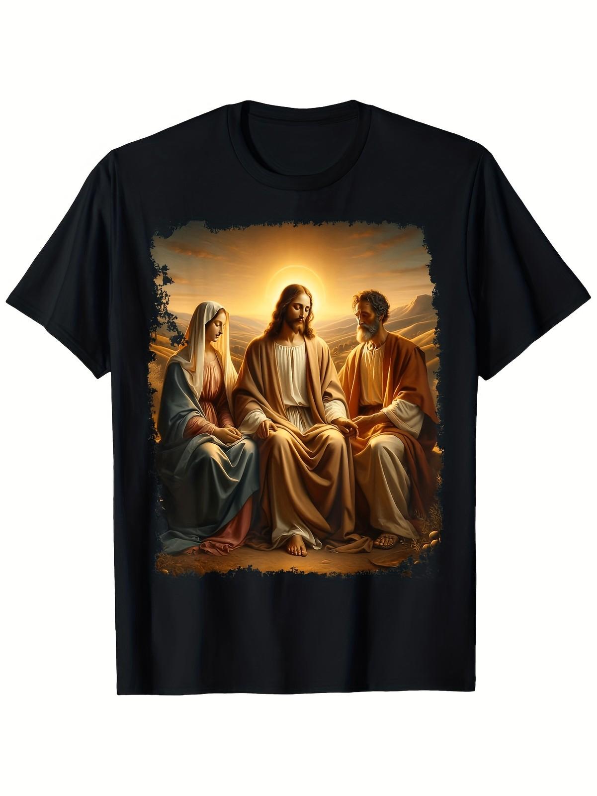 Men S Christ Mary Joseph Holy Family Christian Graphic T-Shirt S разноцветный