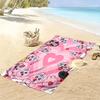 Whimsical Pink Heart-shaped Rabbit 2D Flat Print Beach Towel, Large Soft Quick Dry Towel for Beach Camping SwimmingZSTJ0915427