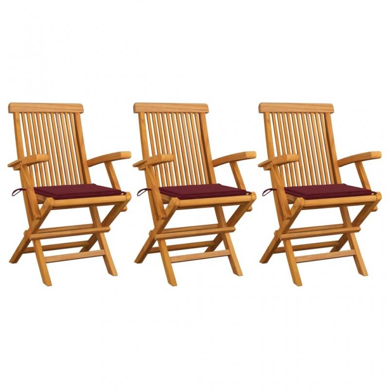 Day and Night - Day and Night Garden Chairs 3 Units Teak Wood with Red Cushions