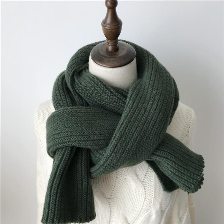 Korean version ins wool knitted scarf women's autumn and winter thickened warm scarf student solid color trendy red versatile model