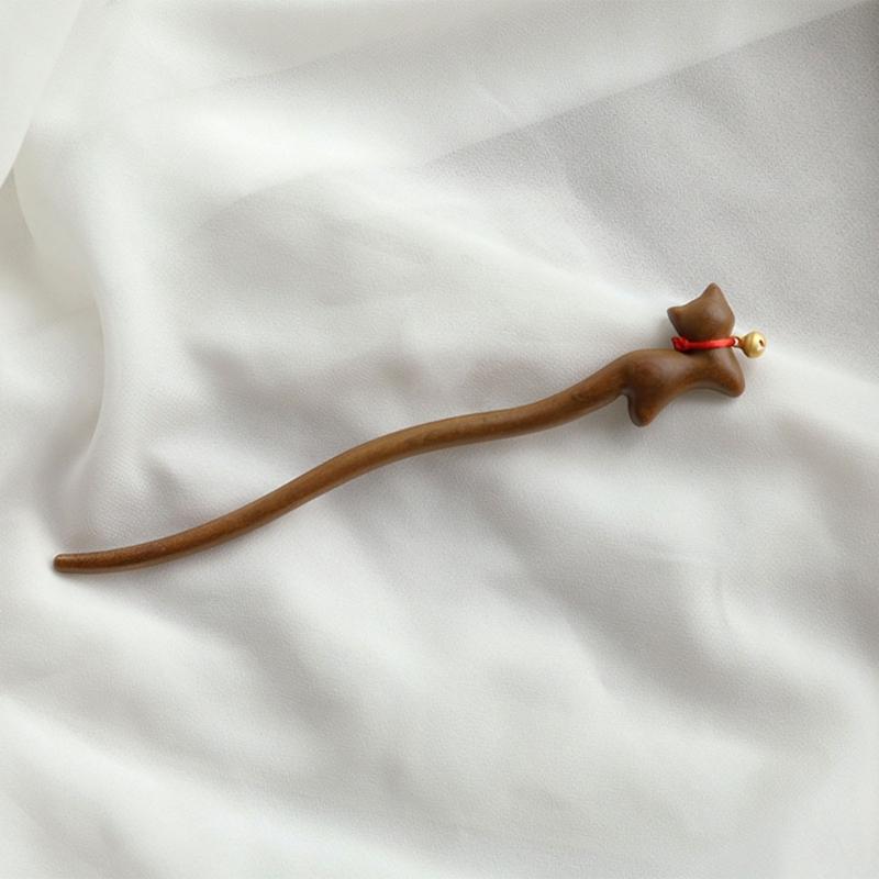 Lovely Cats Theme Hairpiece Cats Hairpin Comfortable Wood Texture Hair Decors Cats Hair Clip Suitable for Daily Wear