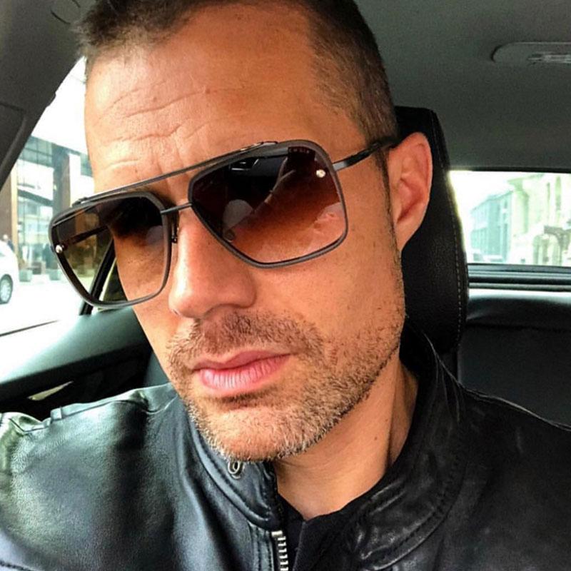 Neue Mode Quadratische Sonnenbrille Herren Luxusmarke Designer Metall Sonnenbrille Vintage Pilot Brille