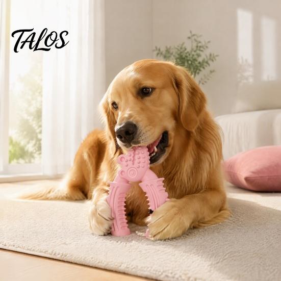 Safe Pet Toys Vise Shaped Dog Chew Toy, Bite Resistant TPR Puppy Teething Chewing Toy for Teeth Cleaning & Gum Massage