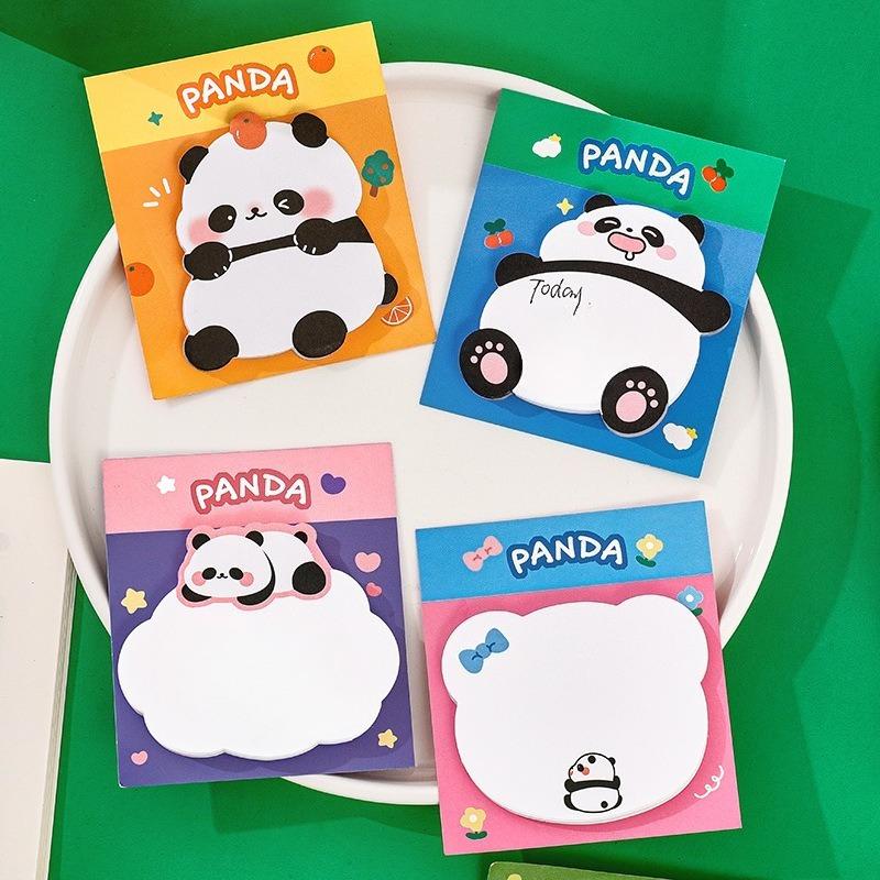 20Pcs Cartoon Special-shaped Panda Sticky Notes Cute Cartoon Reusable Memo Pads for Students Note Paper Aesthetic School Supplies