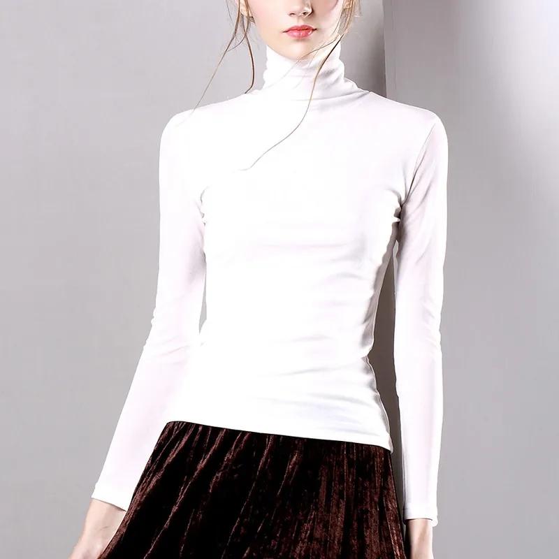 WTEMPO Lady Spring and Autumn Stretchy Mesh High Collar T-Shirts Bottoming Shirts Women's Long Sleeve Solid Slim Thin Basic Tops