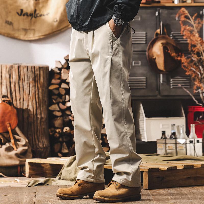 Jielaynuo Men's American Retro Loose Straight Casual Pants