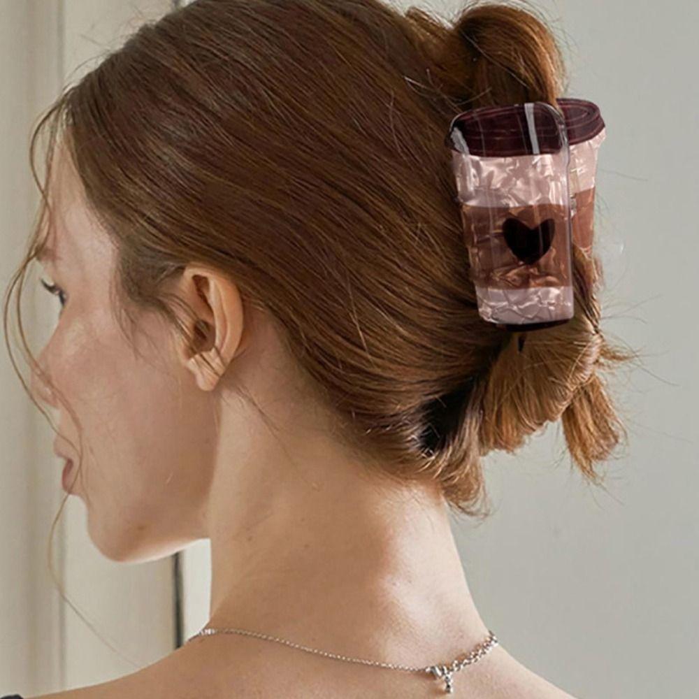 Sweet Croissant Shark Clip Coffee Cup Delicious Food Claw Clip Headdress Creative Crab Clip  Gift