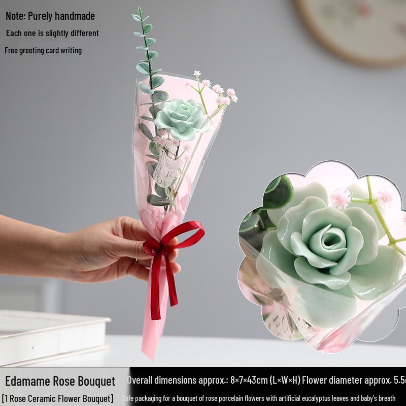 Handmade Ceramic Rose Bouquet - Valentine's Day Gift & Home Decor