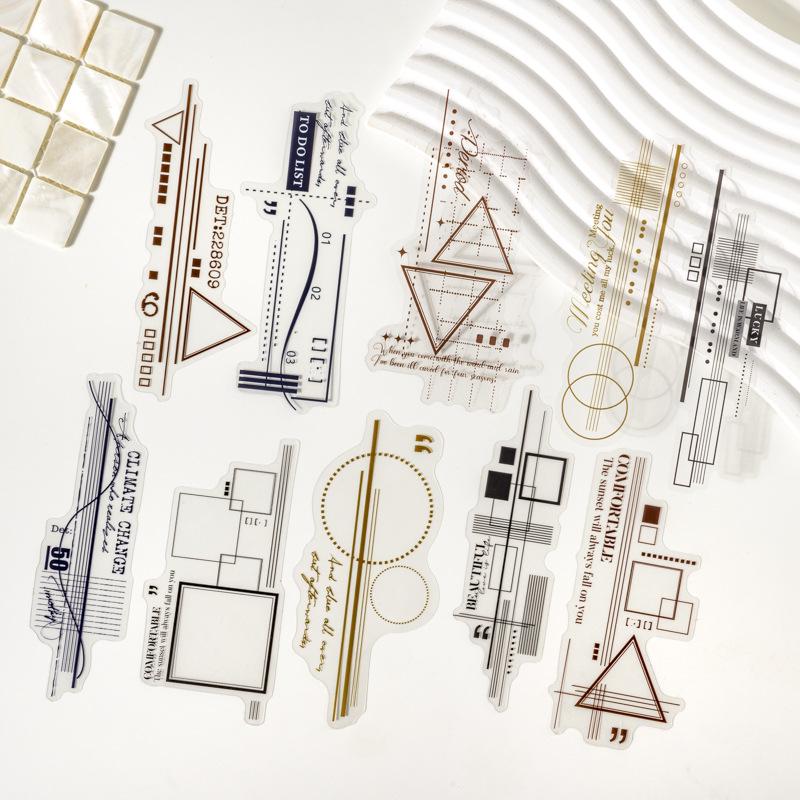 Ketchup Girl Geometric Lines PET Sticker: DIY Journal & Collage Decoration Series