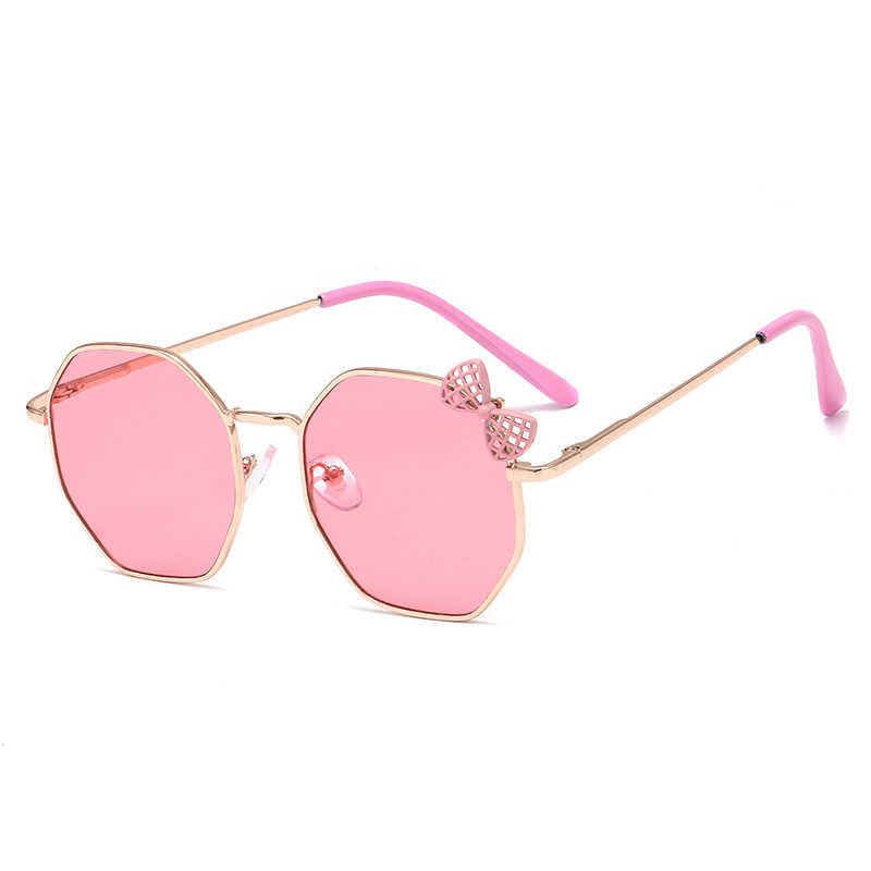 2025 B010 Polygonal Trendy Children's Glasses Sunglasses Trendy and Fashionable Men's and Women's Bow Metal Sunglasses