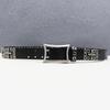 Heavy-Duty Cowhide Leather Belt with Double-Needle Rivets and Hollow Eyelets