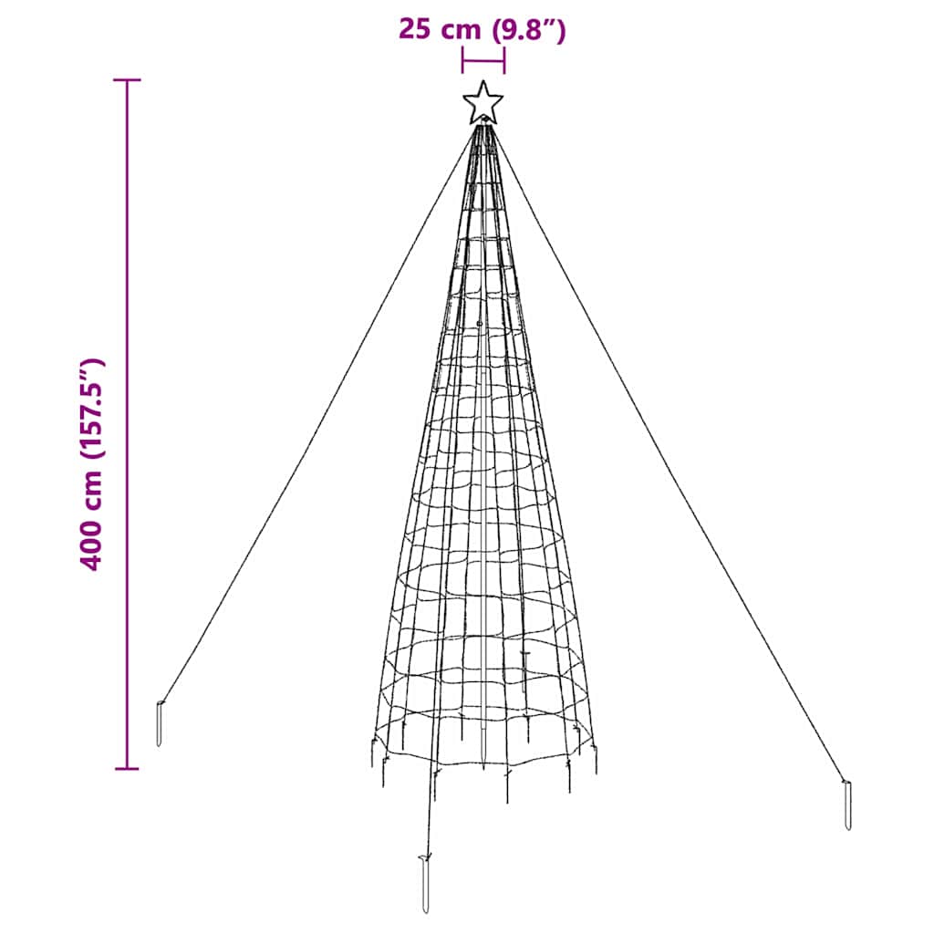 LED Christmas Tree with Ground Spikes Blue 400 cm Iron