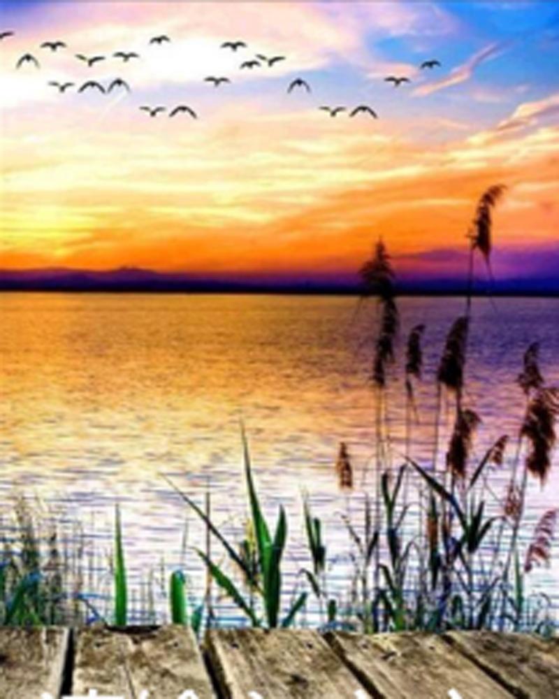 5D Diamond Painting Diy Landscape Sunset Reflection Handmade Diamond Embroidered Mosaic Pattern Home Decor Gift