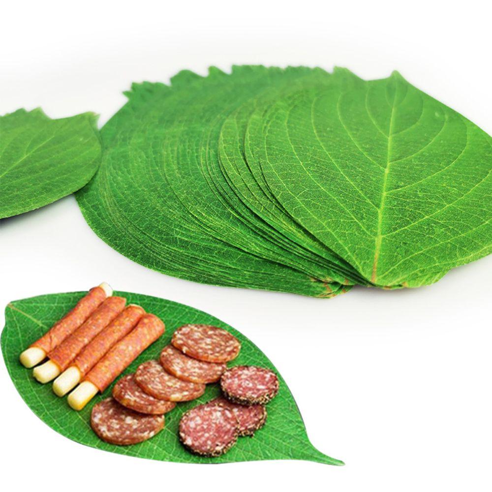 30PCS Food Contact Safe Food Serving Mats Printed Green Leaf Greaseproof Paper Mats for Seafood