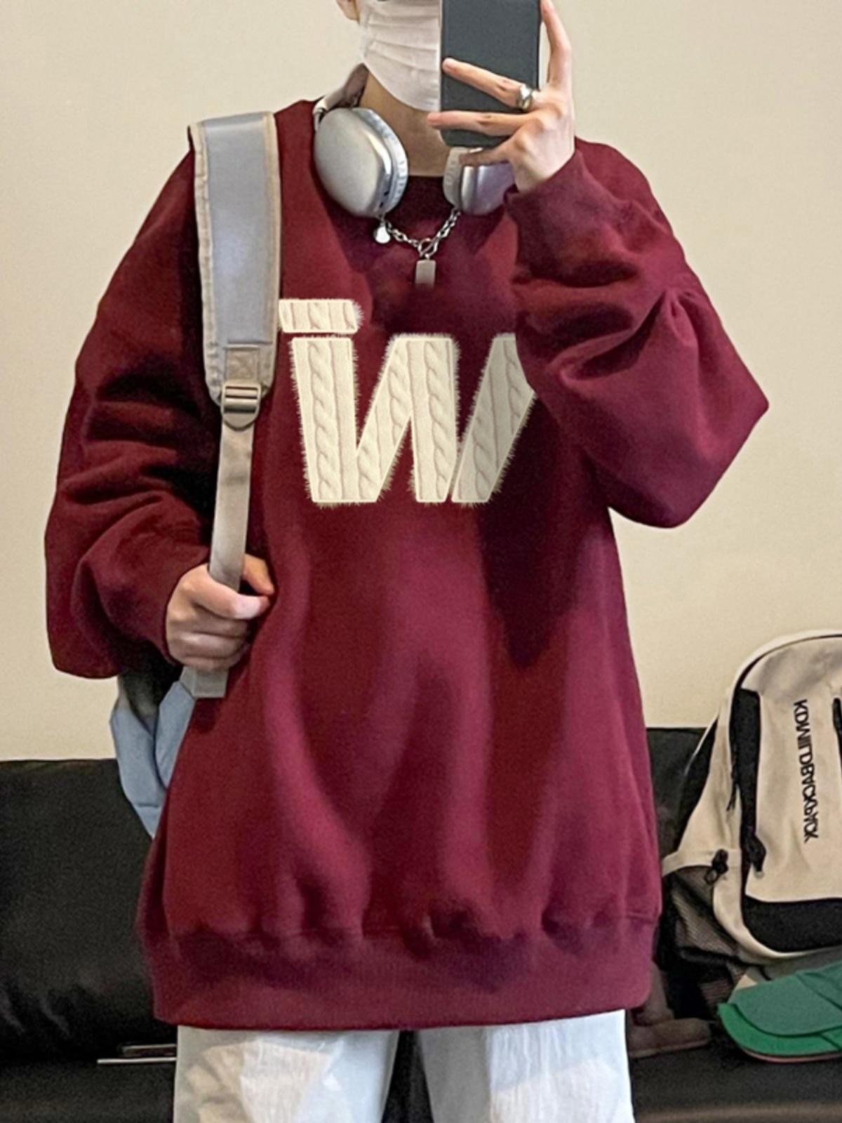 

Винтажная бордовая толстовка мужская куртка с круглым вырезом и длинным рукавом XXXL кларет