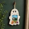 Solid Wood Photo Ornament Halloween Cute Ghost Wooden Frame with Hanging Rope, Creative Family Display Picture for Holiday Party Decor And Home