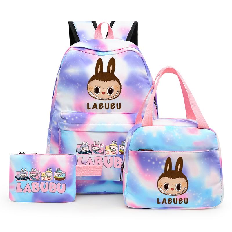 3Pcs/set  Printed Backpack with Lunch Bag Pencil Case Boy Girl Knapsack Teenage Student Large Capacity Colorful Bookbag