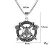 European and American Jewelry Nordic Viking Warrior Helmet Necklace Thor Axe Logo Pendant Necklace