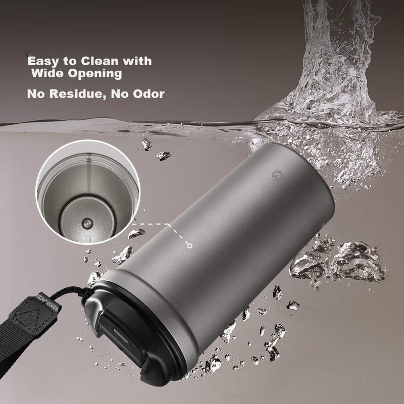 JD Original Titanium Health Coffee Cup [Pure Titanium Inside And Out], Insulated Portable High-End Gift Water Bottle, Gray, 520ml