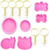 WTEMPO Silicone Molds with Keychains Bone/Round/Cat Shaped DIY Keychain Crafts Gifts Resin Molds Epoxy Resin Molds Kit Ideal for Beginners & Lovers