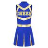 Womens Sparkling Cheerleader Dress Sleeveless Pleated Print Design Youthful Schoolgirl Uniform Halloween Costume