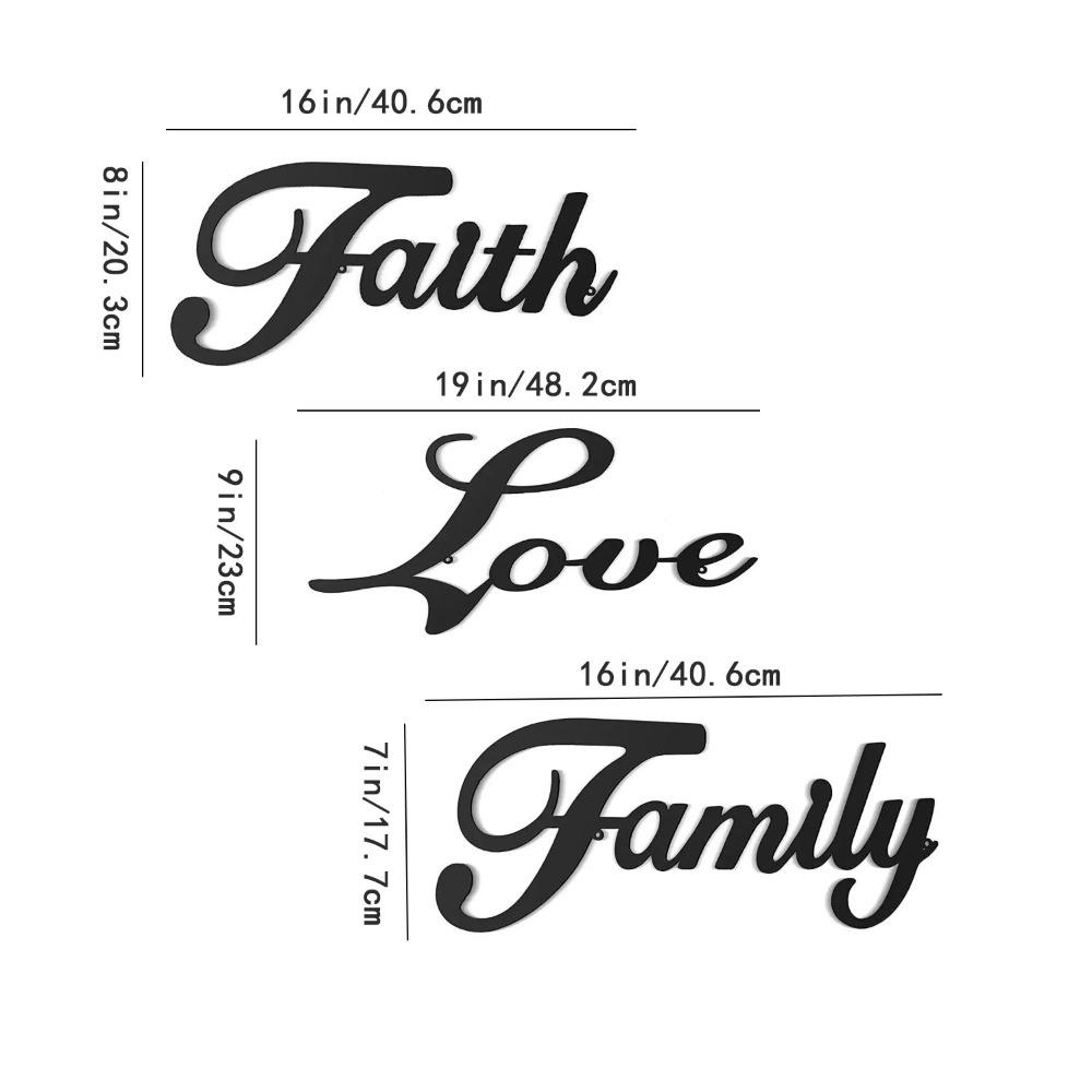

Набор из 3 металлических табличек со словами – черное деревенское настенное искусство «Вера», «Семья» и «Любовь», элегантный и вдохновляющий декор для стен из металла чёрный