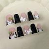 Short Duckbill Press-On Nails With Zebra Print French Tip Design Sweet Ice-Transparent Nail Art Women