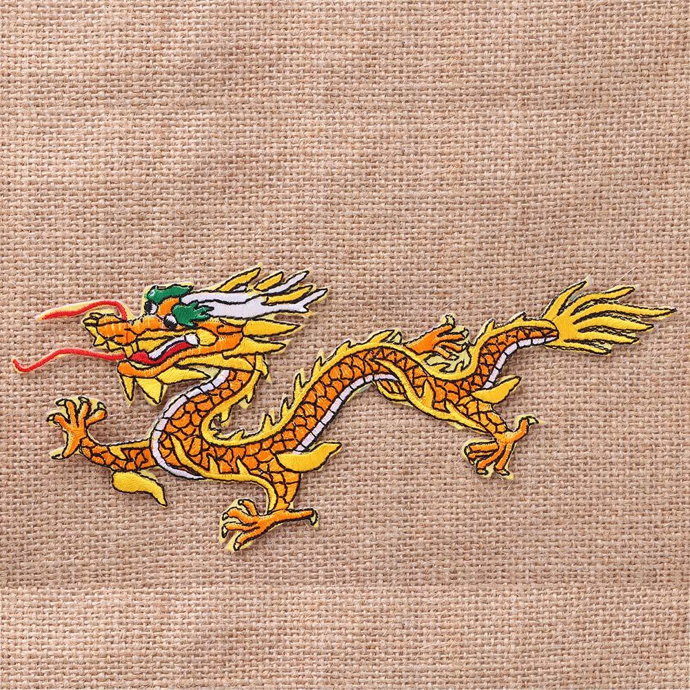 Kinesisk drake tygmärke broderad patch DIY dekor applikation hantverk klädtillbehör