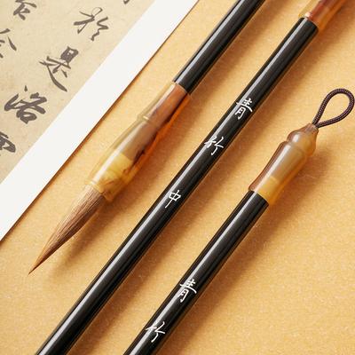 Blue Bamboo Dragon Bristle Brush for Calligraphy and Painting - High-Grade Wolf & Purple Hair for Regular, Running & Seal Scripts.