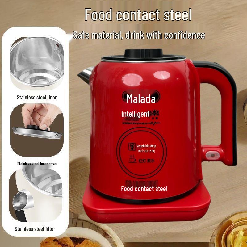 Festive Red 2.5L Electric Kettle with Detachable Lid & Auto Power-Off