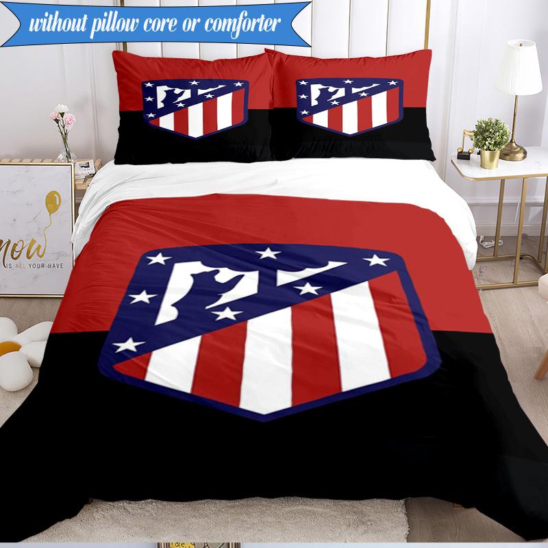 3PCS Atlético De Madrid S.A.D Printed Soft Bedding Set,Including 1pc Duvet Cover And 2pcs Pillowcases Perfect for Bedroom, Dormitory, Fan Gift