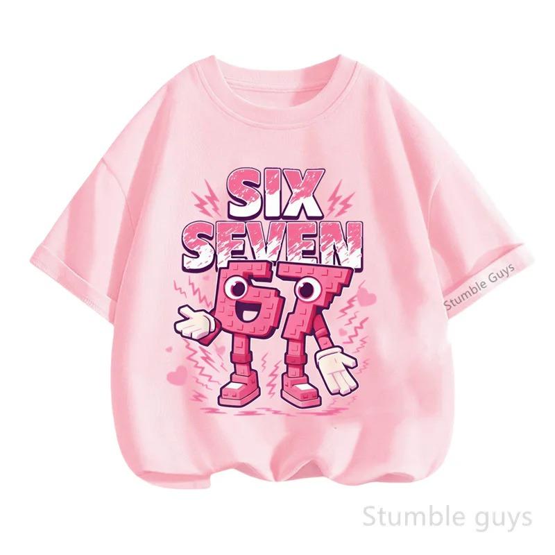Summer Cartoon Tops 67 Print Tshirt Six Seven T-shirt Kids Boys Clothes Girls Short Sleeve Wear