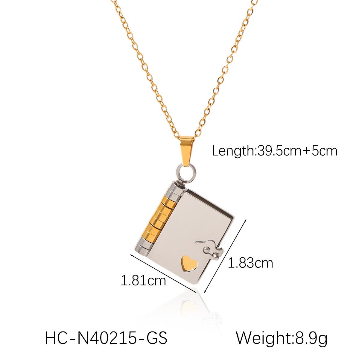 

Color-block Heart Book Pendant Necklace for Women, Light Luxury Niche Design Titanium Steel Necklace, Fade-resistant срібний