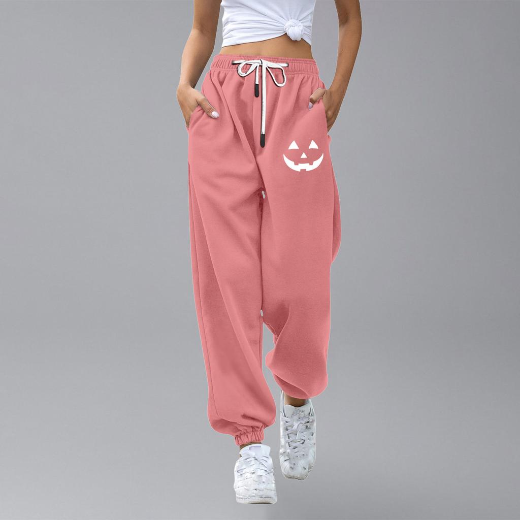 מכנסי טרנינג קז'ואל לילדים ספורט יום ליל כל הקדושים מודפס מגרדיאנט כיס שרוך