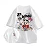 2026 Summer Comic Form Crayon Shinchan Image 100 Cotton Printed Oversize Casual Tshirt Adult Children Parentchild Top Y2k