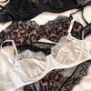 Sexy Leopard Print Women's Underwear French Ultra Thin Lace Bra Set Comfort Underwire Lingerie with High Waist Thongs