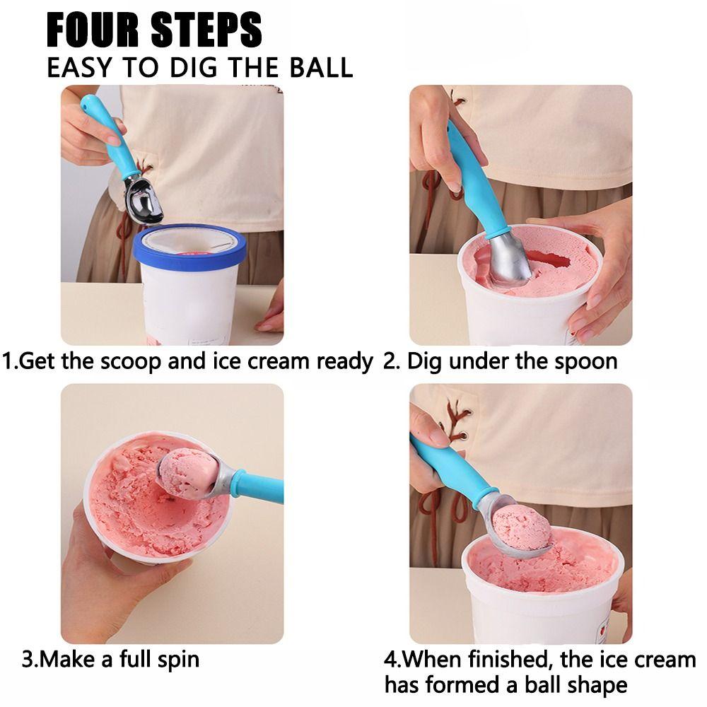 Comfortable Ice Cream Scoop Ergonomic Handle Fruit Ball Spoon  Kitchen Tools