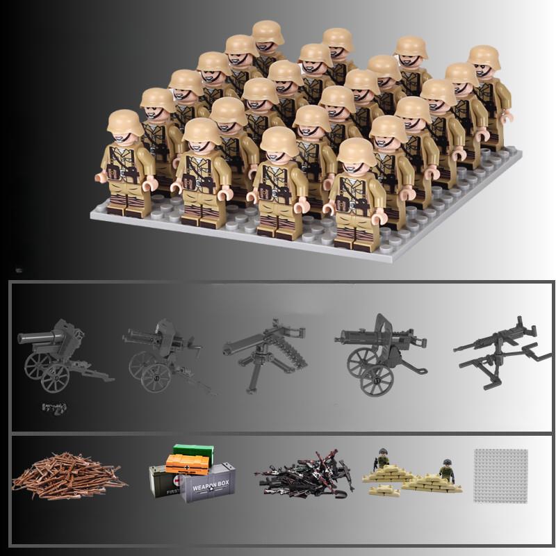 24PCS/SET World War II Soldier Phalanx Rifle Weapon Gun Character Parts Building Block Assembly DIY Model Making Kit Toy