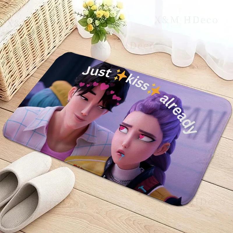 Kpop D-demon Hunters Floor Mat Rectangle Anti-slip Home Soft Badmat Front Door Indoor Outdoor Mat Welcome Doormat